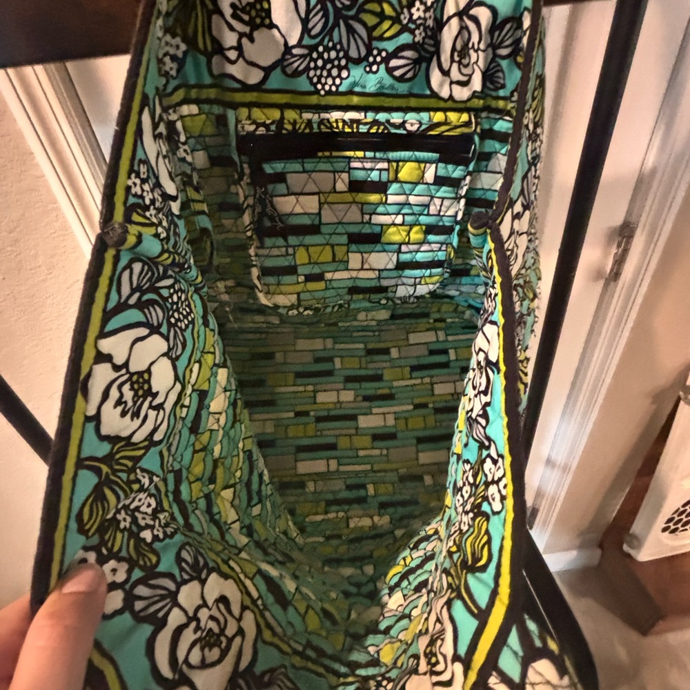 Island Blooms-Large Vera Bradley Floral Tote Bag - Blue and Green - Picture 2 of 5
